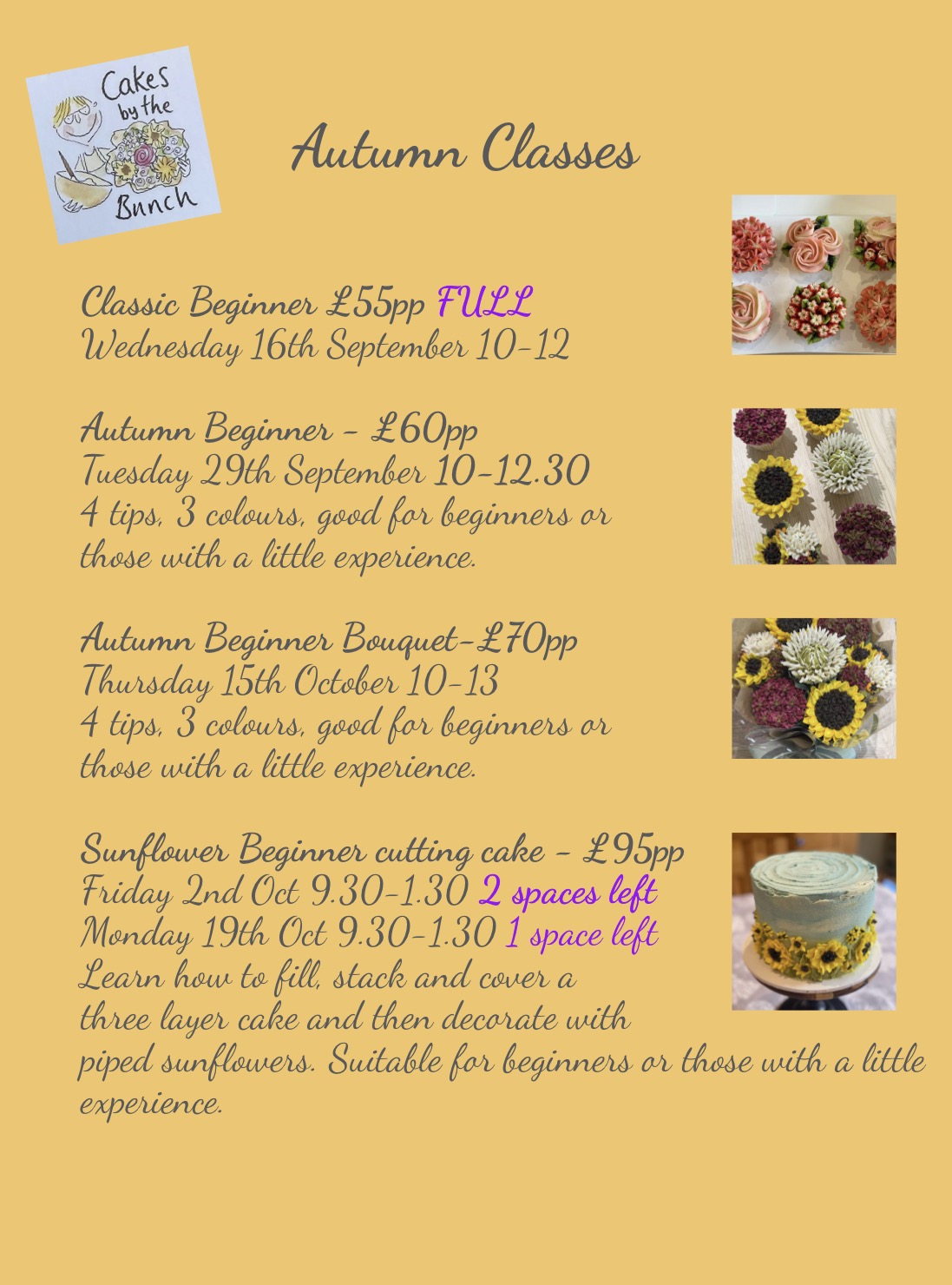 Course dates and descriptions